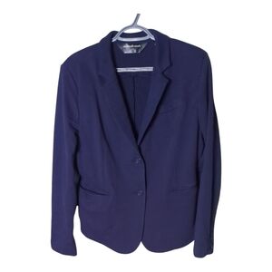Norma Kamali Navy Blue Jersey Knit Casual Single‎ Breasted Blazer Size XL